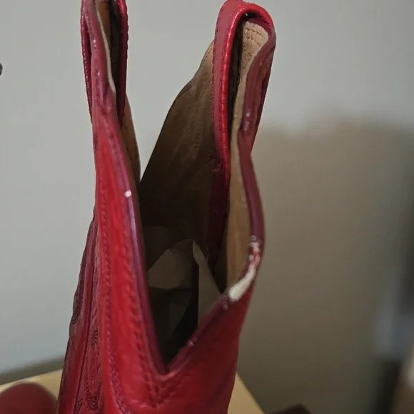 Ariat Heritage Western Boots Womens Size 7 B Red Leather Floral R-Toe 15761 - Picture 5 of 11